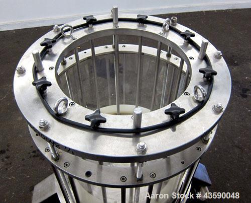 Used Amicon Biochromatography Process Column, Model P-630X500. Approximate adjustable capacity 16-56 liters(4.2-14.7 gallons). Acrylic tube approximate 630mm(24.8”) x 500mm(19.6”) deep, rated 3.1 bar...