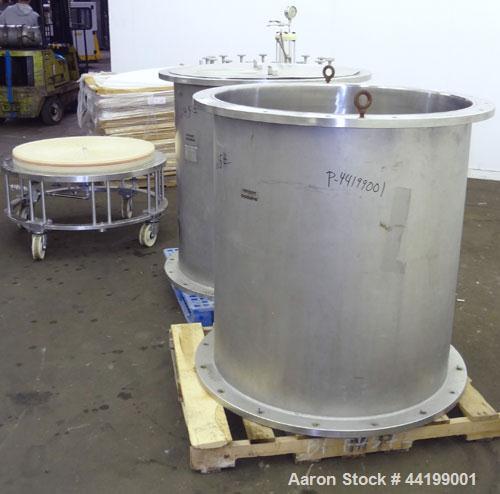 Used Amicon Limited Chromatography Column, Model S1000 X 1000, 316 Stainless Steel. (2) Vertical column sections approximately 1000 mm (39.3’’) diameter x 1143 mm (45’’) tall, rated 3.1 bar (45 psi)....