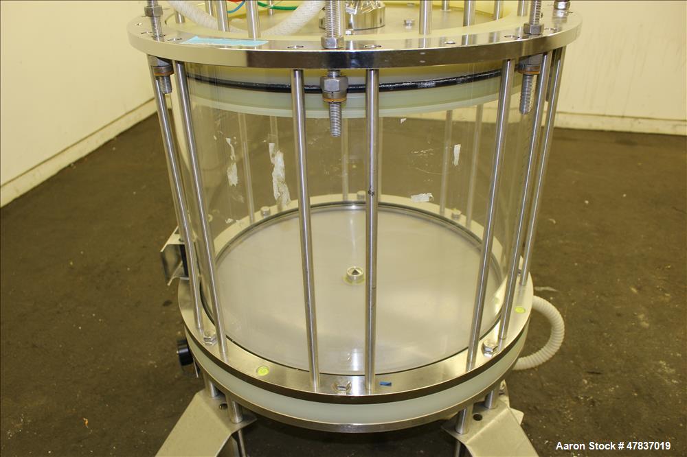 Used Millipore HA Chromatography Column, Model IPP630X500X450. Approximate adjustable capacity 16-78 liters (4.2-20.6 gallons). Acrylic tube approximate 630mm (24.7") x 500mm (19.6") deep, rated 3 ba...