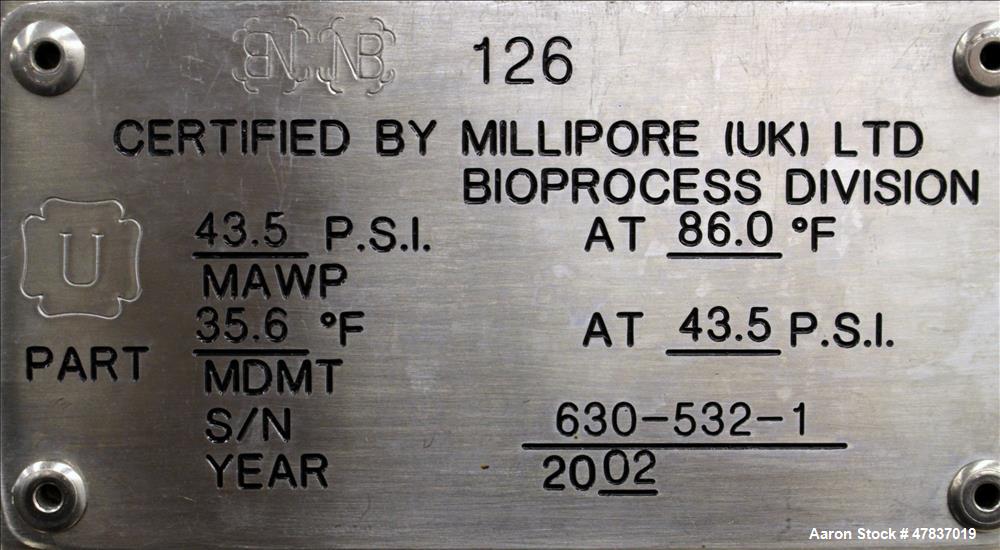 Used Millipore HA Chromatography Column, Model IPP630X500X450. Approximate adjustable capacity 16-78 liters (4.2-20.6 gallons). Acrylic tube approximate 630mm (24.7") x 500mm (19.6") deep, rated 3 ba...