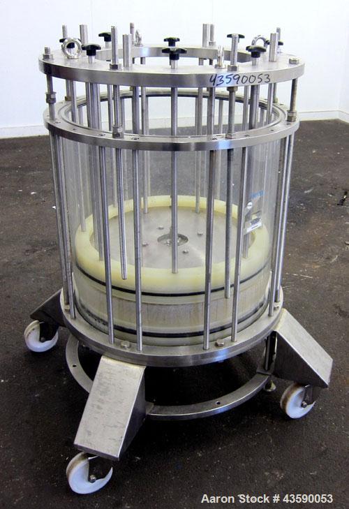 Used Millipore Biochromatography Process Column, Model P-630X500. Approximate adjustable capacity 16-56 liters(4.2-14.7 gallons). Acrylic tube approximate 630mm(24.8”) x 500mm(19.6”) deep, rated 3 ba...