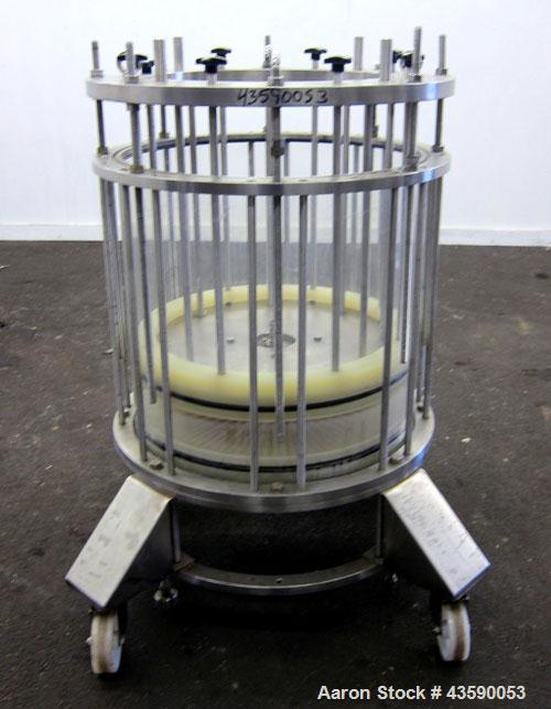 Used Millipore Biochromatography Process Column, Model P-630X500. Approximate adjustable capacity 16-56 liters(4.2-14.7 gallons). Acrylic tube approximate 630mm(24.8”) x 500mm(19.6”) deep, rated 3 ba...
