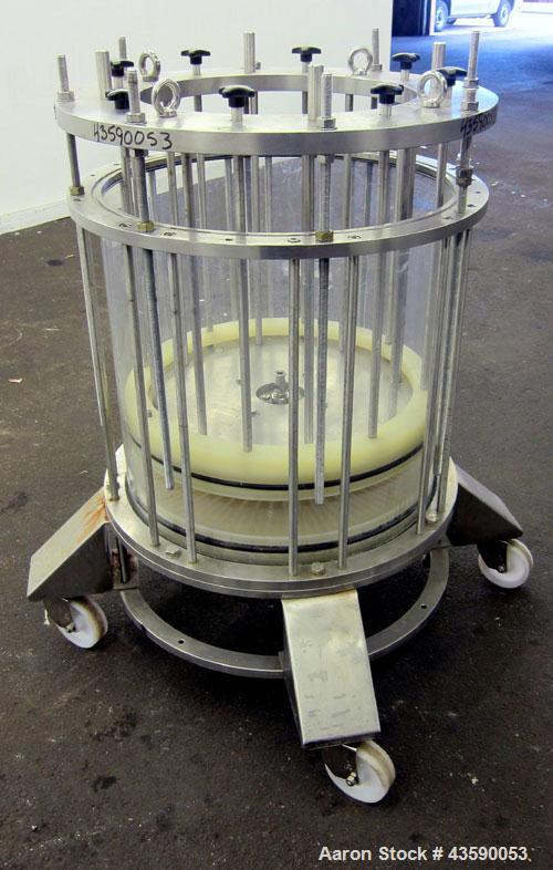 Used Millipore Biochromatography Process Column, Model P-630X500. Approximate adjustable capacity 16-56 liters(4.2-14.7 gallons). Acrylic tube approximate 630mm(24.8”) x 500mm(19.6”) deep, rated 3 ba...