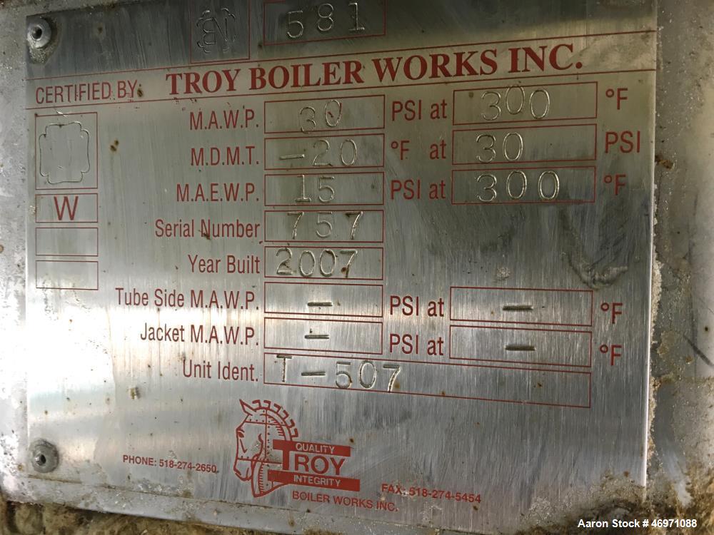 Used- Troy Boiler Works Stripper Column, 304 Stainless Steel. Approximate 42" diameter x 509" tall, dished top and bottom. R...