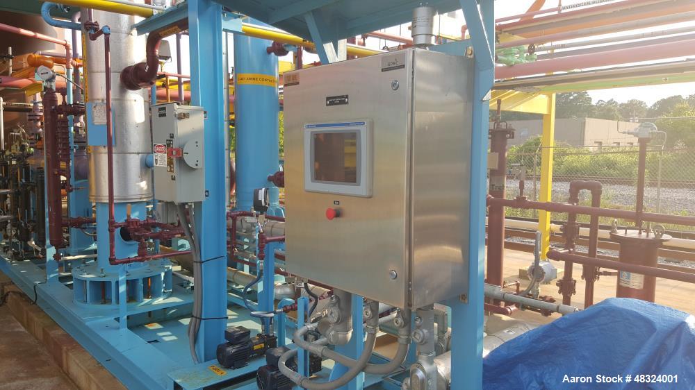 Used Specialty Process Equipment Corporation Amine Contactor and Regeneration Package (Gas Sweetening). 10 GPM Amine circulation rate, 254 degrees F Amine reboiler operating temperature, 1300 PSI. In...