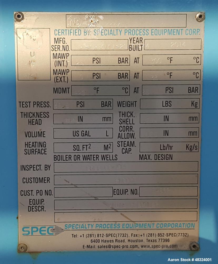 Used Specialty Process Equipment Corporation Amine Contactor and Regeneration Package (Gas Sweetening). 10 GPM Amine circulation rate, 254 degrees F Amine reboiler operating temperature, 1300 PSI. In...