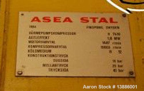 Used ASEA/Stal Heating Pump Plant with 2 stage turbo compressors, 19 mw. Mfg 1984. Refrigerant 134. Electric motors: 2 pcs slip rings 3 phase engines, 10 kV, 4.3 mw and 1.6 mw. Tube condensers: heat ...