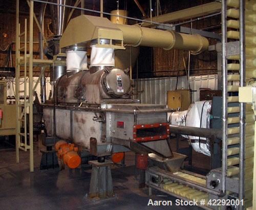 Used Complete Food Grade Extrusion Line, rated 1 ton per hour. Equipment includes: Flexicon hydraulic bulk bag unloader with airlock; single screw 75 hp Conex 5500 extruder; twin screw former that ru...