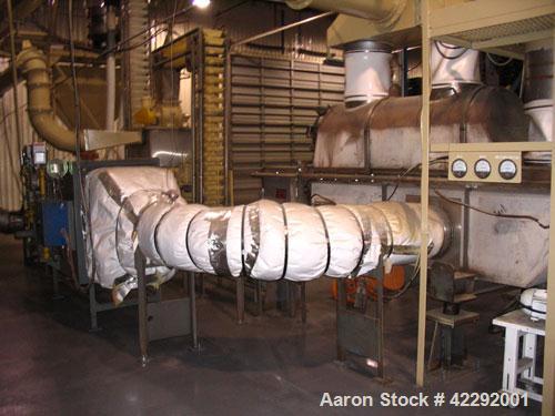 Used Complete Food Grade Extrusion Line, rated 1 ton per hour. Equipment includes: Flexicon hydraulic bulk bag unloader with airlock; single screw 75 hp Conex 5500 extruder; twin screw former that ru...