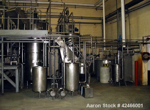 Used Caesin Plant, Industrial Grade.   Rated 44,000 lbs/ 4- 5 Day Period. Consists of: (1) OZSM Fluid bed dryer, model SF31/F. 304 Stainless steel slotted bed 36" wide x 130" long. Aluminum, carbon s...