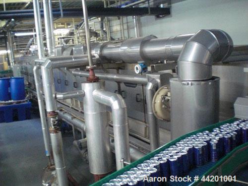 Used Can Filling Line for slim-line cans type 200/202, 150/250 ml.  Capacity 600 cans per minute.  Comprised of:  (1) Kettner depalletizer, (1) Vroemisse can conveyor, (1) Vroemisse rinser, (1) KHS H...