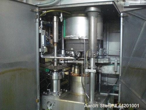 Used Can Filling Line for slim-line cans type 200/202, 150/250 ml.  Capacity 600 cans per minute.  Comprised of:  (1) Kettner depalletizer, (1) Vroemisse can conveyor, (1) Vroemisse rinser, (1) KHS H...