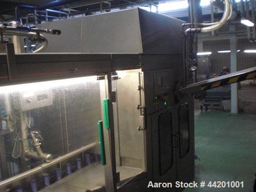 Used Can Filling Line for slim-line cans type 200/202, 150/250 ml.  Capacity 600 cans per minute.  Comprised of:  (1) Kettner depalletizer, (1) Vroemisse can conveyor, (1) Vroemisse rinser, (1) KHS H...