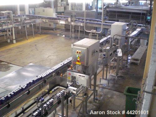 Used Can Filling Line for slim-line cans type 200/202, 150/250 ml.  Capacity 600 cans per minute.  Comprised of:  (1) Kettner depalletizer, (1) Vroemisse can conveyor, (1) Vroemisse rinser, (1) KHS H...