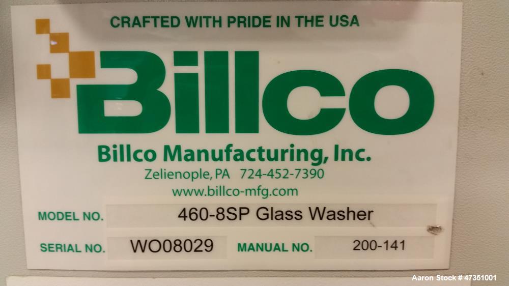 Used- Billco Washing / Rinsing / Drying System. Includes: glass washer, Model 460-8SP. (2) glass rinsing machines, Model 460...