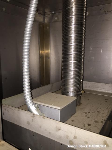 Used Lyons Pilot Coater/Laminator. 15" max coating width, 6" min. 30' oven, 304 SS, two zone, natural gas fired, 18" wide idler rolls. Nip fed three roll reverse roll coating station. Knife over roll...