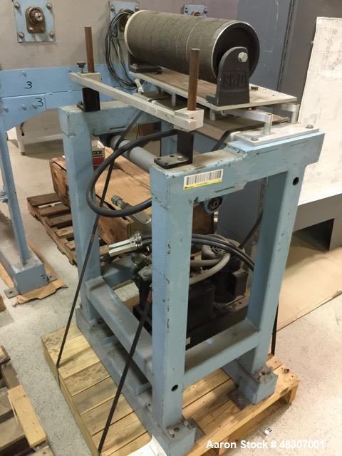 Used Lyons Pilot Coater/Laminator. 15" max coating width, 6" min. 30' oven, 304 SS, two zone, natural gas fired, 18" wide idler rolls. Nip fed three roll reverse roll coating station. Knife over roll...
