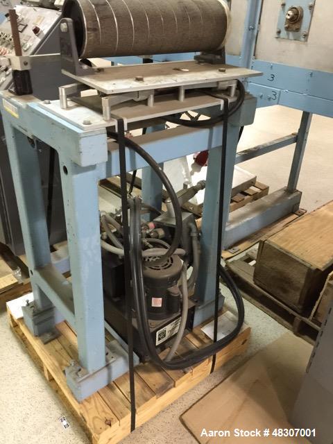 Used- Lyons Pilot Coater/Laminator. 15" max coating width, 6" min. 30' oven, 304 SS, two zone, natural gas fired, 18" wide i...
