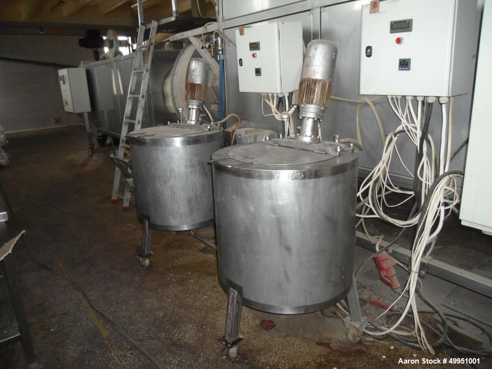 Used Schaaft Technologie GmbH Coating/Drying/Roaster/Cooling plant/line, type 800 PTEF for the  production of sweet cereals  products with a capacity of 220-330 lbs. (100-150 Kg.) per batch consistin...