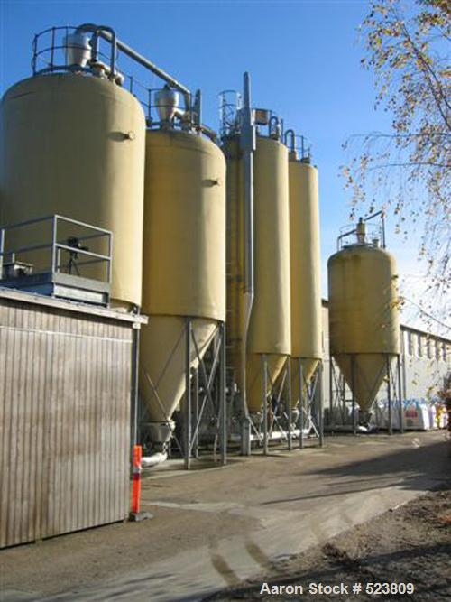USED: Plastic recycling plant with an inlet capacity of 1760 lbs(800 kgs) and an extruded output capacity of 825 lbs (375 kgs) perhour, consisting of: (1) Skals Maskinfabrik type KT case emptyingdevi...