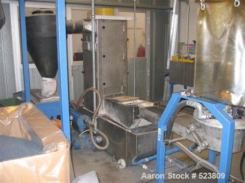 USED: Plastic recycling plant with an inlet capacity of 1760 lbs(800 kgs) and an extruded output capacity of 825 lbs (375 kgs) perhour, consisting of: (1) Skals Maskinfabrik type KT case emptyingdevi...