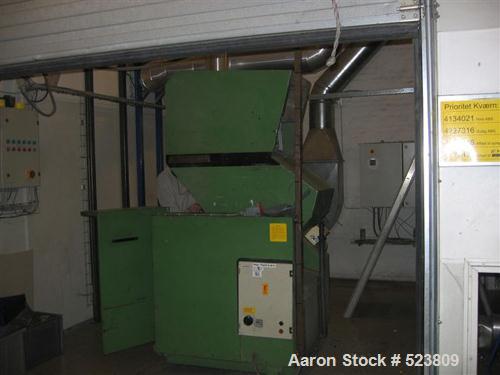 USED: Plastic recycling plant with an inlet capacity of 1760 lbs(800 kgs) and an extruded output capacity of 825 lbs (375 kgs) perhour, consisting of: (1) Skals Maskinfabrik type KT case emptyingdevi...