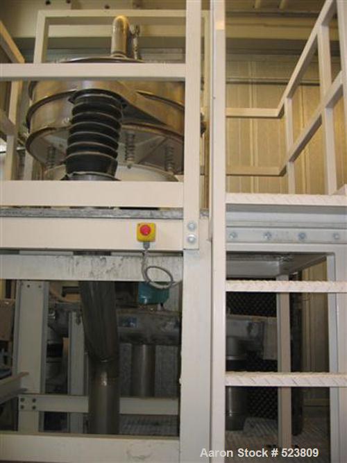 USED: Plastic recycling plant with an inlet capacity of 1760 lbs(800 kgs) and an extruded output capacity of 825 lbs (375 kgs) perhour, consisting of: (1) Skals Maskinfabrik type KT case emptyingdevi...