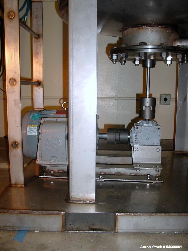 Used 220 Gallon Stainless Steel Petroleum Mixing Tank & Metered Transfer System – 5 HP Agitator with Blackmer Pump