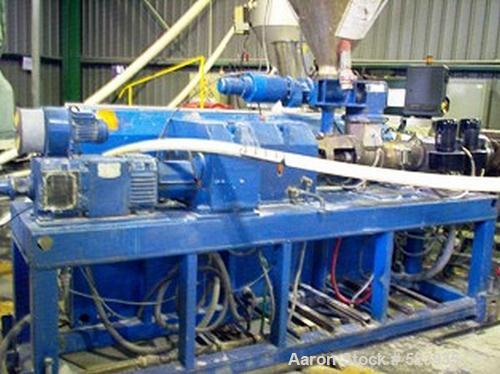 USED: Cincinnati plastic pipe extrusion line for UPVC/CPVC pipes consisting of: (1) Cincinnati CMT45 twin extruder, 1.77" (4...