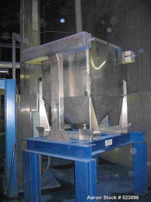 USED: Comac extrusion line. (1) Feeding system Matcon or Anag containers, servo lift Matcon (hydraulic lifting and positioning system), with 55 gallon (210 liter) Matcon buffer, screw feeder. (1) Com...