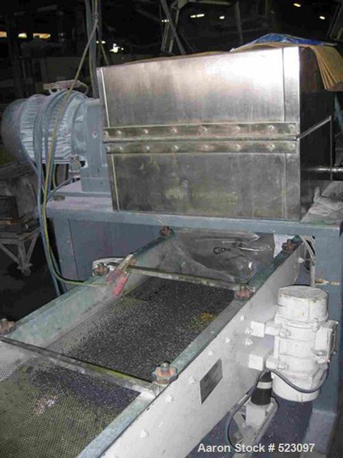 USED: Comac extrusion line. (1) Feeding system Matcon or Anag containers, servo lift Matcon (hydraulic lifting and positioning system), with 55 gallon (210 liter) Matcon buffer, screw feeder. (1) Com...