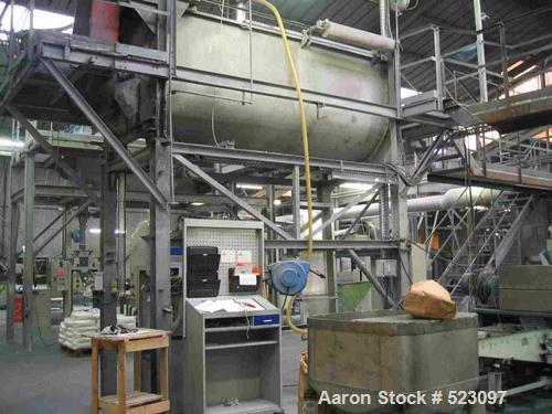 USED: Comac extrusion line. (1) Feeding system Matcon or Anag containers, servo lift Matcon (hydraulic lifting and positioning system), with 55 gallon (210 liter) Matcon buffer, screw feeder. (1) Com...