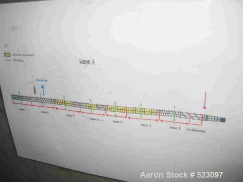 USED: Comac extrusion line. (1) Feeding system Matcon or Anag containers, servo lift Matcon (hydraulic lifting and positioning system), with 55 gallon (210 liter) Matcon buffer, screw feeder. (1) Com...