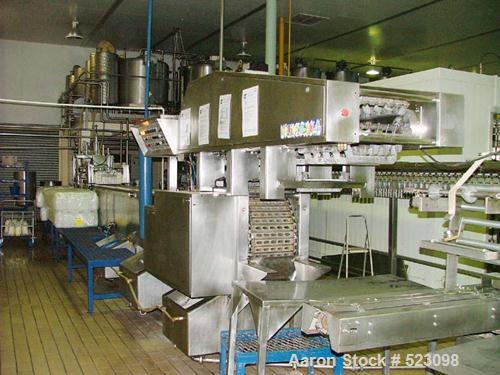 USED: Glacier 600 ice cream extrusion line. Line capacity 10,000 to12,000 units per hour. Includes freezing tunnel, dipping ...