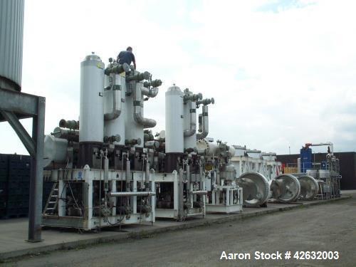 Used GEA Grenco M0099 Freeze Concentration System. Consists of: (3) Off Recrystalliser Tanks, approximately 2,378 gallons (9,000 liter, gross cap.), 316 Stainless Steel, includes (3) KATT Motor, Type...