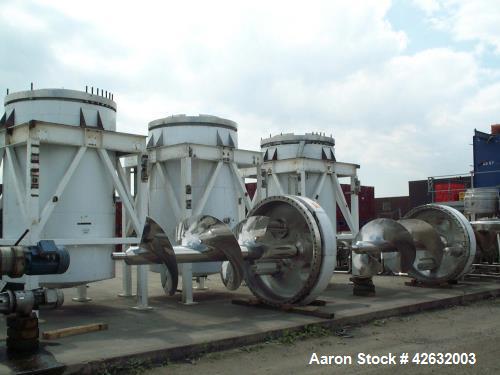 Used GEA Grenco M0099 Freeze Concentration System. Consists of: (3) Off Recrystalliser Tanks, approximately 2,378 gallons (9,000 liter, gross cap.), 316 Stainless Steel, includes (3) KATT Motor, Type...