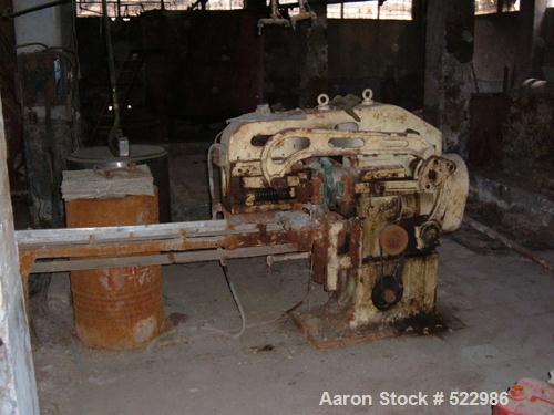 USED: Mazzoni, Weber & Scylender soap production line. Includesstainless steel soap pump; drying unit (2 cyclones, vacuum pump,3 paromatric condenser units for water and vapor from boiler) produces 7...