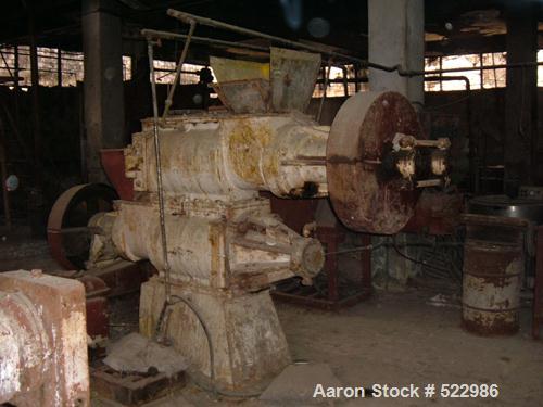 USED: Mazzoni, Weber & Scylender soap production line. Includesstainless steel soap pump; drying unit (2 cyclones, vacuum pump,3 paromatric condenser units for water and vapor from boiler) produces 7...