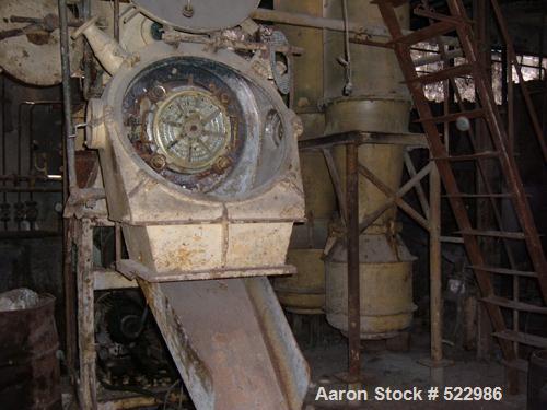 USED: Mazzoni, Weber & Scylender soap production line. Includesstainless steel soap pump; drying unit (2 cyclones, vacuum pump,3 paromatric condenser units for water and vapor from boiler) produces 7...
