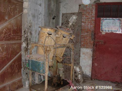 USED: Mazzoni, Weber & Scylender soap production line. Includesstainless steel soap pump; drying unit (2 cyclones, vacuum pump,3 paromatric condenser units for water and vapor from boiler) produces 7...
