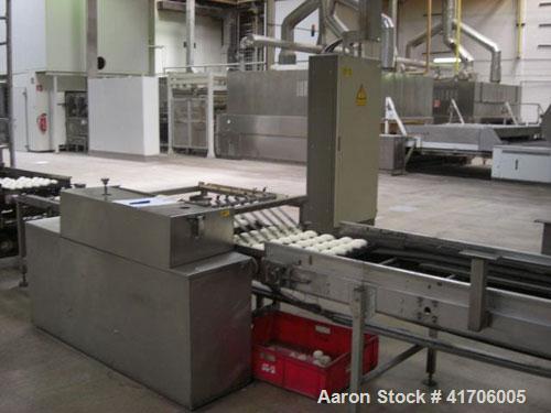 Used Mecatherm Baguette Line, output capacity 24,000 baguettes.Comprised of: (2) Mecatherm 2500 baguette lines dough divider, master roll, partial device for rolls, metal sheets transportation.(1) Cu...