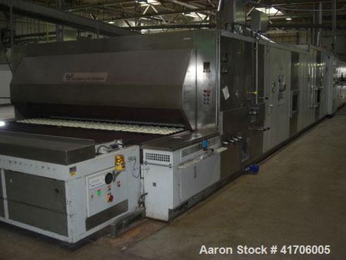 Used Mecatherm Baguette Line, output capacity 24,000 baguettes.Comprised of: (2) Mecatherm 2500 baguette lines dough divider, master roll, partial device for rolls, metal sheets transportation.(1) Cu...
