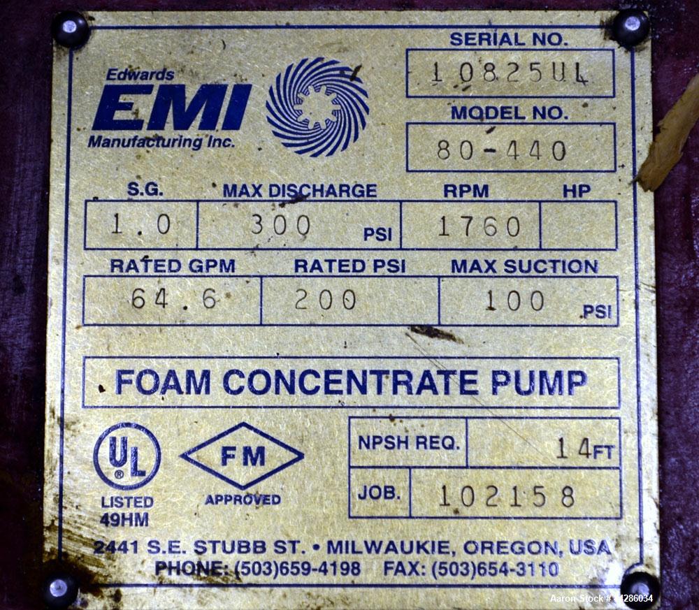 Used Ansul Foam Fire Suppression System Consisting Of: (1) Joslyn Clark Ansul Wall Mounted Fire Suppression System Foam Pump Controller, Model C6A1244F11, serial#240016. Maximum Water Pressure 300 ps...