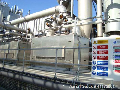 Used Durr Type Ecopure RTO Thermal Oxidization Unit. Flow rate approximately 5800 to 15000 m3/hour. Burner capacity 526 kw with combustion chamber temperature of 920 deg C, inlet temperature of 20 de...