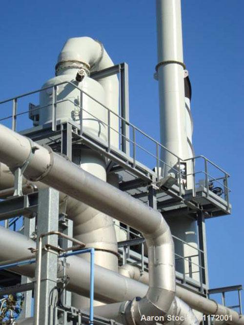 Used Durr Type Ecopure RTO Thermal Oxidization Unit. Flow rate approximately 5800 to 15000 m3/hour. Burner capacity 526 kw with combustion chamber temperature of 920 deg C, inlet temperature of 20 de...