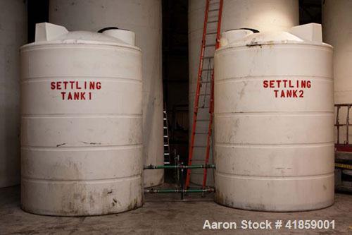 Used Biodiesel Plant, 6,000 gallons per week capacity, includes the following: (4) 9500 gallon poly vertical tanks; 2,000 gallon poly vertical tank; 400 gallon cone bottom tank with stand; 120 gallon...