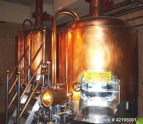 Used-Brewery consisting of (1) roller mill 441 lbs/h (200 kg/h); (1) copper mash/boiling kettle 5 hl brew (gas engine), capa...