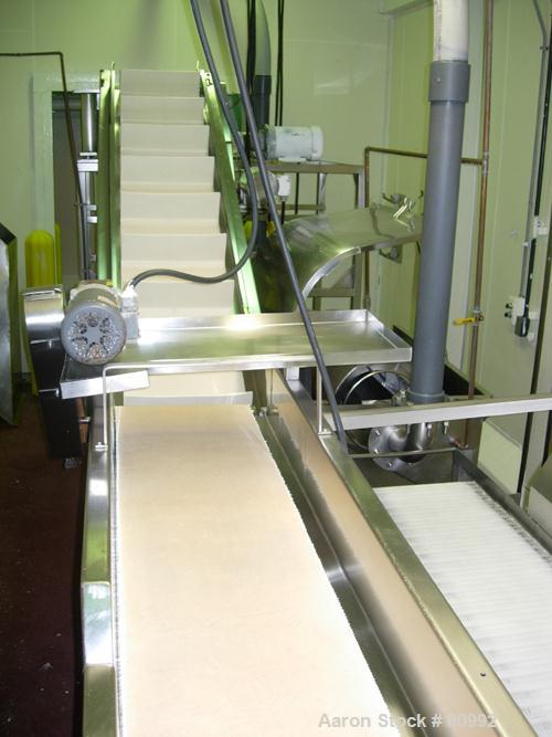 Used Cabbage Preparation Line Consisting Of: (1) Dual lane cabbage corer/cutter. (1) 24" diameter dual Kibby shredder with (2) 1/2 hp, (2) 3 hp motors. (1) 24" diameter Kibby shredder with 2 hp, 3 hp...