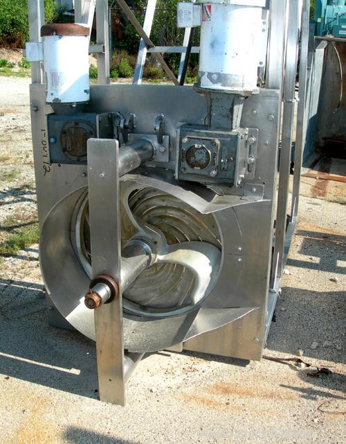 Used Cabbage Preparation Line Consisting Of: (1) Dual lane cabbage corer/cutter. (1) 24" diameter dual Kibby shredder with (2) 1/2 hp, (2) 3 hp motors. (1) 24" diameter Kibby shredder with 2 hp, 3 hp...