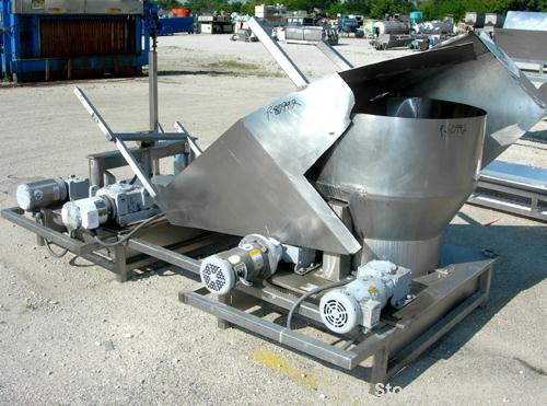 Used Cabbage Preparation Line Consisting Of: (1) Dual lane cabbage corer/cutter. (1) 24" diameter dual Kibby shredder with (2) 1/2 hp, (2) 3 hp motors. (1) 24" diameter Kibby shredder with 2 hp, 3 hp...